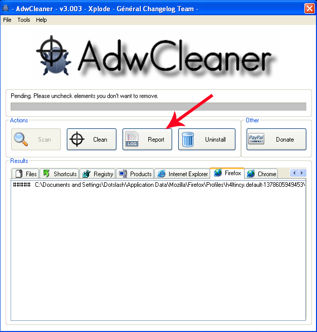 Menghapus Searchqu / Tucows Pada Browser Dengan AdwCleaner